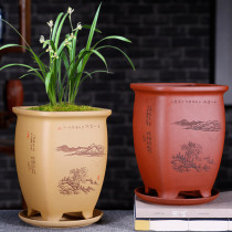 Boutique purple sand pot quad slice high-end flower pot household famous hand-made orchid special basin Li Super flower pot