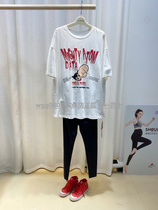 Pregnancy color spring and summer high quality high quality cotton loose cartoon long pregnant women 5 points sleeve white T