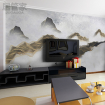New Chinese TV background wall wallpaper modern simple living room wall cloth artistic conception abstract murals Mountain ink painting wallpaper