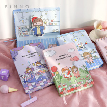 Xiaoqing fresh Korean Handbook Cherry Blossom Notebook Cute Student Color Page Illustrator Reconstructive Diary Young heart Creative Creative Rod This Set Short in Windtag