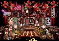 Hong Kong style retro Republic of China wind wedding hand-painted full set of area contains psd file format layered renderings