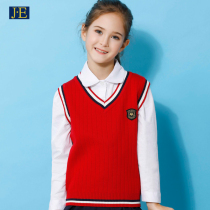 Girls wool vest autumn wear childrens foreign vest knitted sweater Middle School Wind spring and autumn thin