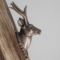 American retro old simulation deer head wall hanging wall creative pendant living room entrance animal head wall decoration
