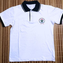 High school students uniform Short-sleeved t-shirt tops printed custom logo School emblem Boys and girls school class uniform Group uniform