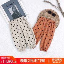 2021 summer girls polo point casual pants little girl Korean fashion ankle-length pants foreign style childrens pants