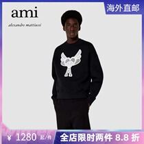 Ami Paris 2021 New Wings Embroidery Loving Casual men and women The same length sleeves Sleeves Head Loose Wear