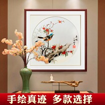 Pure hand-painted Chinese painting flower and bird painting new Chinese living room sofa wall painting bedroom dining room mural porch decoration hanging picture frame