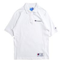 Champion American version of spring and summer life series cursive embroidery logo short sleeve cotton polo shirt