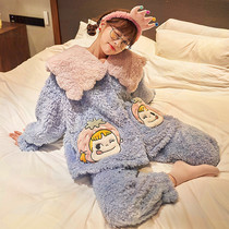 Winter nightdress woman 2021 new coral plus hairy autumn and winter cute outfit wear home suit
