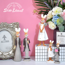 Couple rabbit swing pieces Home Ornament Resin Office Desktop Fields Nordic Living Room Creative Cute Adornment