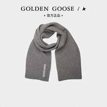 Golden Goose Men and women with the same scarf Logo Logo grey wool knit scarf