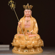 Hanbai jade stone sculptures The Bodhisattva is dedicated to the home Tibetan king statues of the Buddha the Three Holy Pendulum Pieces of Jiuhua Mountain sit like a