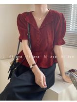 Style blouses shorts Bubble Sleeves Shirt Design Sensation 2022 Pop-Shirt v Led Ice Silk Knit Cardigan