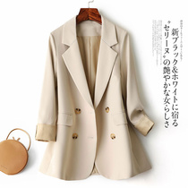 Mularsa Advanced Senses Rice White Suit Jacket Woman 2022 Spring double-row buckle Leisure loose Western suit jacket
