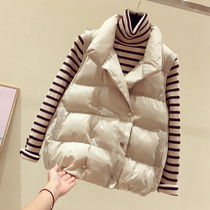 Down cotton waistcoat female short style autumn winter upright collar cotton clothes Korean version 100 lap sleeveless shoulder warm waistcoat jacket jacket