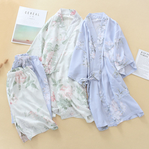 Summer cotton silk Home Clothing Day Style Kimono Pajamas Woman Short Sleeve Shorts Cotton Silk Pure Cotton China Wind Loose Sleepwear Jacket