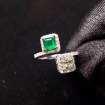 New 95 Silver Natural Emerald Ring with high quality emerald high - cleanness fashion personality XHF