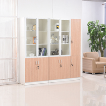 Wood Filing Cabinet Office Information Cabinet Office Bookcase Archives Cabinet Aluminum Alloy Glass Door Five Floors Bookcase With Lock