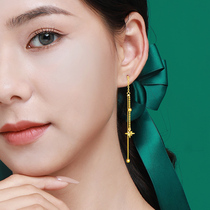 Love six-pointed star pure gold earrings long tassel earrings 999 pure gold drop earrings 2021 new trend