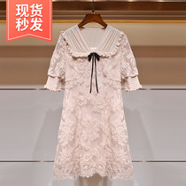 Nawei Zhuo Yayi Ivy 2021 summer new V-neck bow embroidered waist can sweet salt dress women