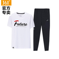 361 sports suit mens official website 2021 spring and summer new casual set breathable short sleeve T-shirt sports trousers men