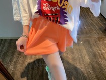 BORAKOO Korea East Gate 19 summer color knock nice ~ ultra-thin orange towel elastic waist shorts