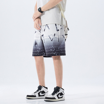 Shorts Mens summer thin section loose ice silk five-point sweatpants tide brand trend summer wear gradient casual pants