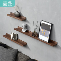 Inman solid wood word partition wall hanging TV wall Walnut color kitchen bathroom bathroom wall shelf