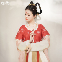 Hanfu female Chinese style original Dunhuang Tan collar three-piece set cabbage full set of ancient costume Fairy half-arm waist skirt summer