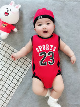 Baby football suit baby 100 days photo triangle ha clothes summer climbing suit one-piece World Cup jersey ball suit fart suit
