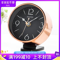 Japanese RHYTHM rhyme silent metal plating bedside clock living room bedroom office clock CRG122