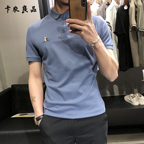 European Station 2021 summer New Polo shirt mens short sleeve lapel T-shirt British Leisure half sleeve body shirt slim tide