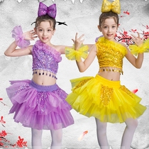 Childrens performance costumes girls jazz dance split childrens modern dance costumes new hair dress sequins dress