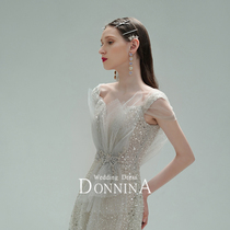 Donna toast with 2022 new fish tail knot engagement wedding dress Evening gown Starsky banquet year Presidents dress high