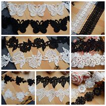 High quality exquisite three-dimensional thick flowers black and white polyester water soluble lace lace DIY wedding shorts accessories