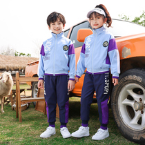 School uniform primary school student suit spring and autumn style first grade childrens sports meeting class uniform blue kindergarten garden uniform three-piece set