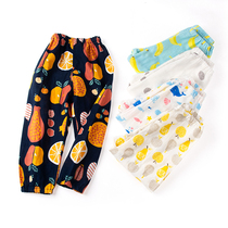 Summer gauze trousers for boys and girls cotton anti-mosquito pants baby crotch trousers thin washed and breathable