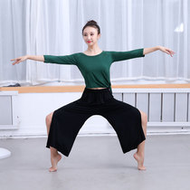 Red dance practice suit female dance teacher slim fit loose thin crotch body wide leg pants suit Female student summer