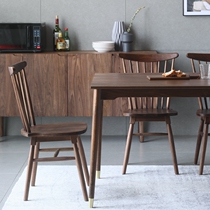  Nordic full solid wood small apartment dining table beautiful black walnut dining table and chair combination dining table copper foot light luxury furniture