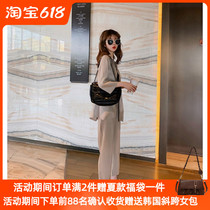 European Standing Suit Suit Women 2022 Spring Autumn New Korean Version Casual Temperament Thin Western Suit Broadlegged Pants Two Sets