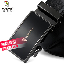 Woodpecker belt men tide Joker automatic buckle business two-layer cowhide belt 2021 New Youth belt men