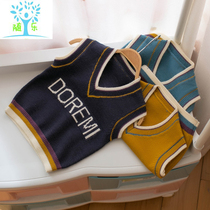 Boys spring and autumn sweatshirt waistcoat A thin baby Han version warm cover head outside wearing a baby knit sweater vest