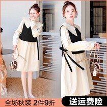 Pregnant women two-piece dress autumn suit fashion model spring 2021 new autumn skirt autumn winter maternity