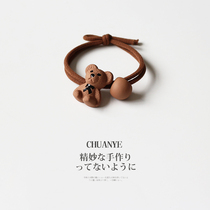 Chocolate bear head rope female simple Japanese Korean cute headdress Net Red New temperament tie hair rubber band Hairband