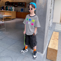 Boys summer suit 2021 New handsome childrens summer short sleeve Net red fashionable foreign baby tide clothes