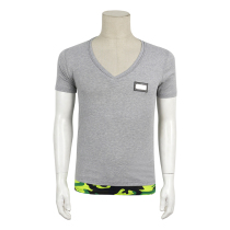 Special 780-P mens gray short-sleeved T-shirt Chest letter steel brand back camouflage skull pattern cotton