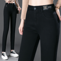 Black Pencil Pants Woman Cowboy Spring Autumn 2022 New Elastic High Waist Small Leggings Slim Fit Slim Woman Long Pants 100 Hitch