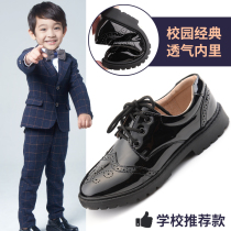 Boys leather shoes black English students flower children young boys performance shoes spring and autumn childrens black shoes