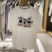 2022 spring and summer new Korean version loose small bear round collar white embroidery loose short sleeve T-shirt female TTRA222303P