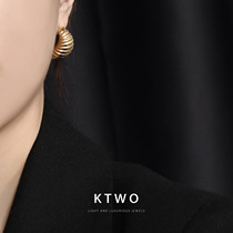 South Korea Brief New Fashion Temperament K Golden Earrings Womens Tide Tennis Red Retro Personality Lukewarm Earrings Pendant